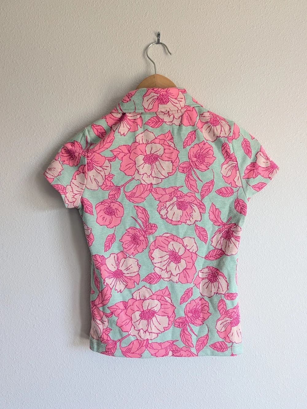 Anthropologie Maeve Retro Short-Sleeve Floral Jacquard Top Pink XXS